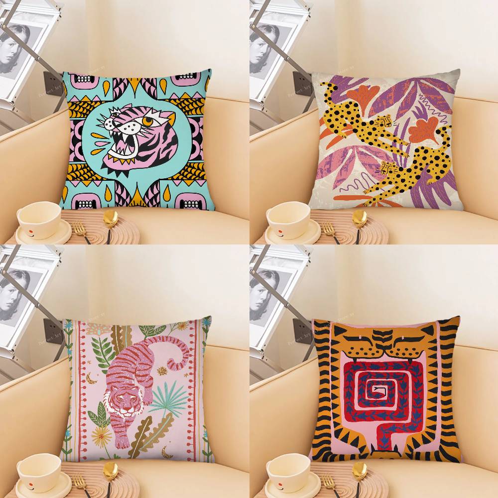 Home Textiles Egypt - 고대 이집트 다채로운 추상 호랑이 표범