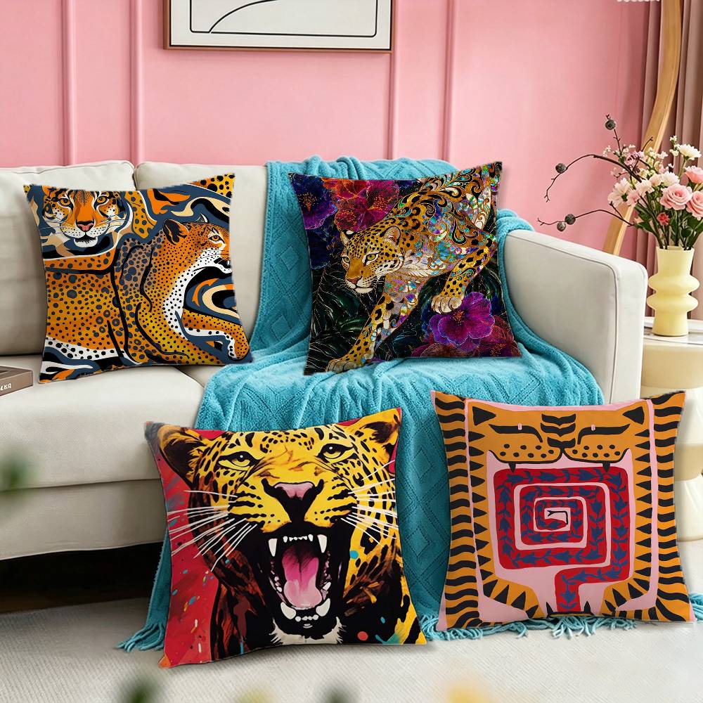 Home Textiles Egypt - 이집트 다채로운 추상 호랑이와 표범 사각형