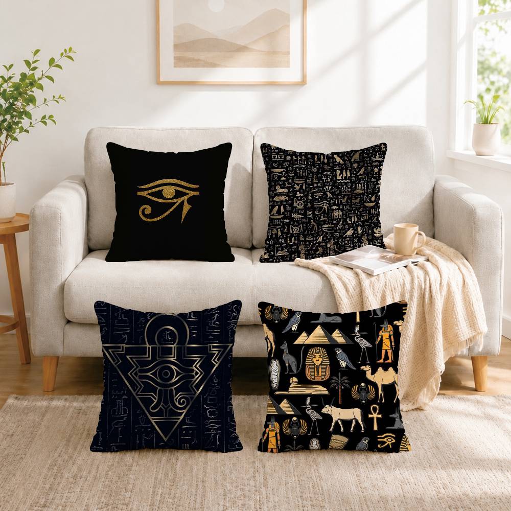 Home Textiles Egypt - 고대 이집트 상형문자 사각형 양면 인쇄