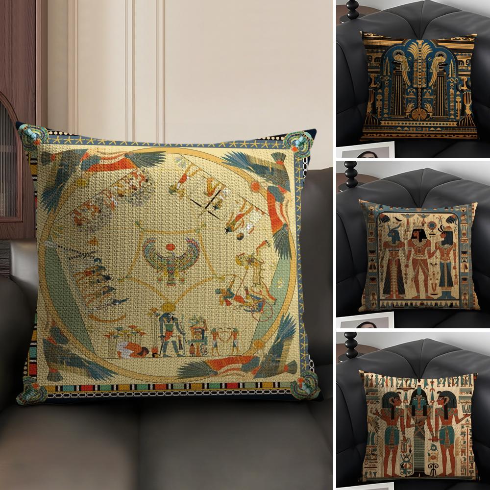 이집트 파라오 패턴 베개 케이스 천연 리넨 유기농 직물 - Home Textiles Egypt 리뷰 및 가격