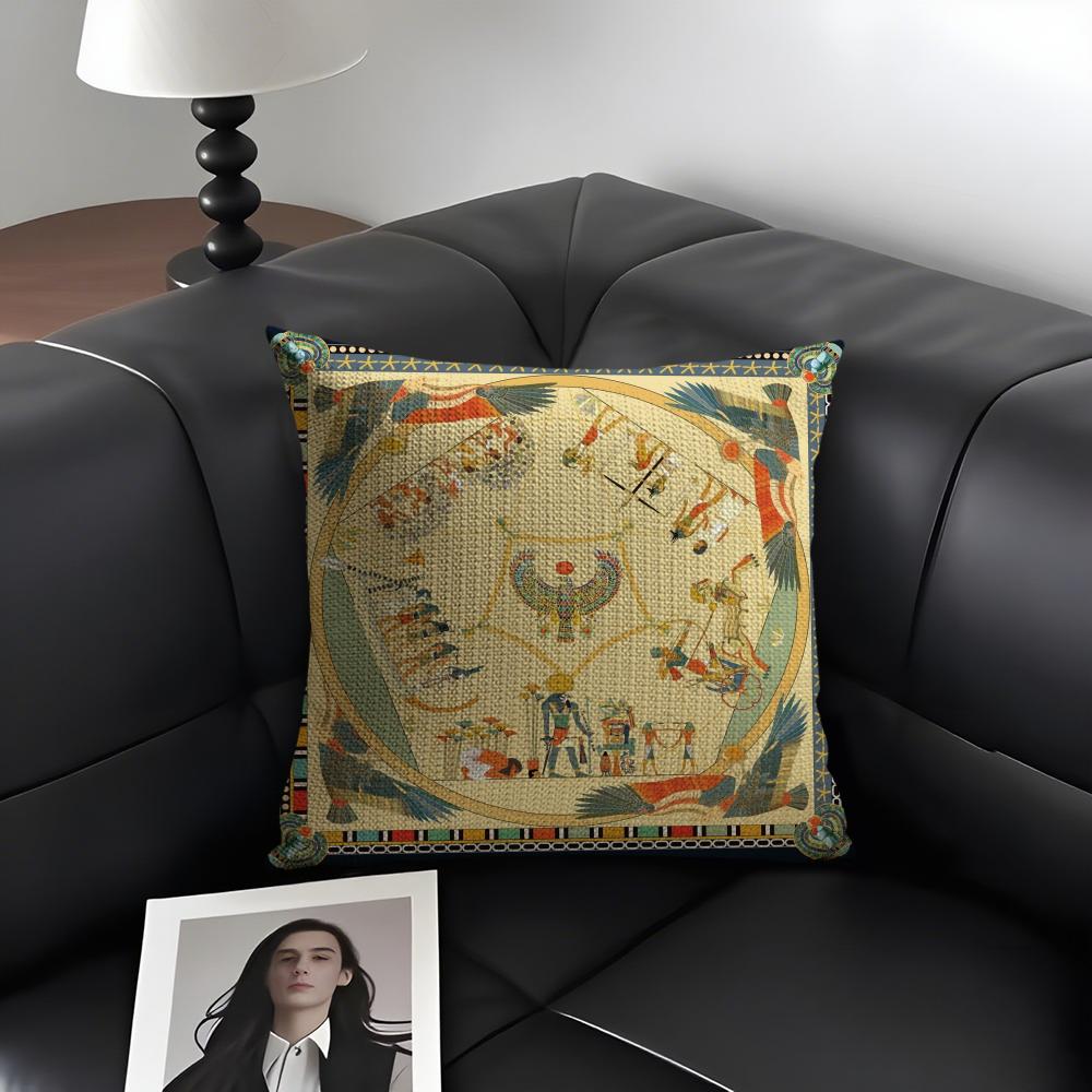 이집트 파라오 패턴 베개 케이스 천연 리넨 유기농 직물 - Home Textiles Egypt 리뷰 및 가격