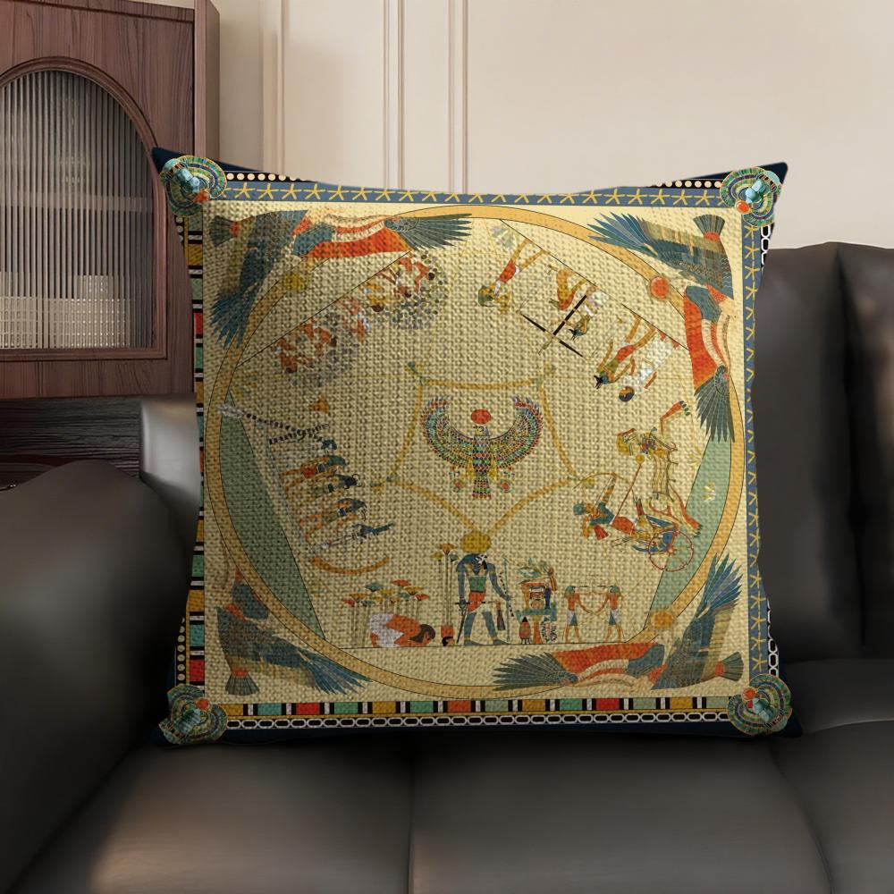 이집트 파라오 패턴 베개 케이스 천연 리넨 유기농 직물 - Home Textiles Egypt 리뷰 및 가격
