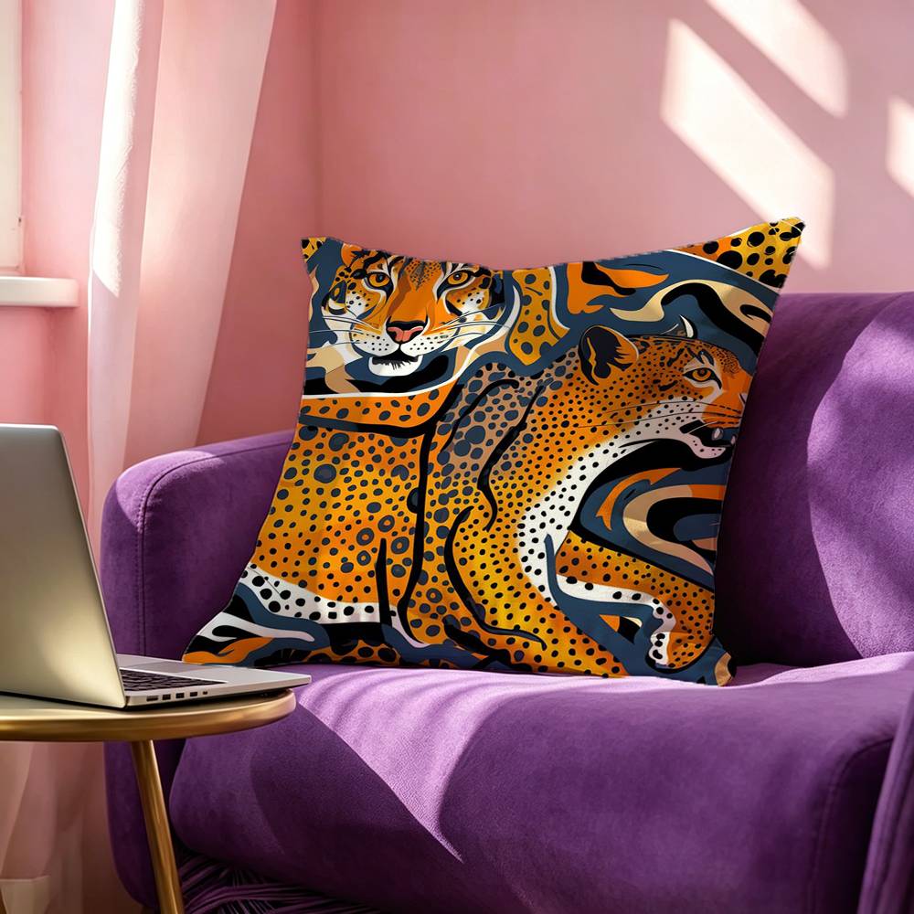 이집트 다채로운 추상 호랑이와 표범 사각형 양면 인쇄  - Home Textiles Egypt 리뷰 및 가격