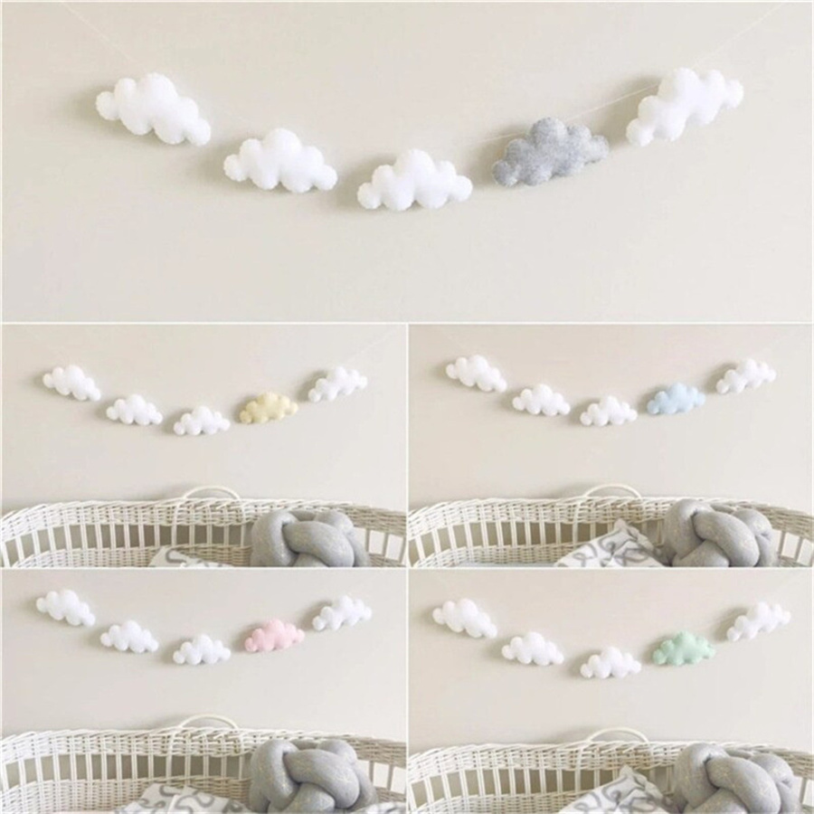 북유럽 펠트 구름 Garlands 문자열 벽 장식 장식 - Home Textiles Curtains 리뷰 및 가격
